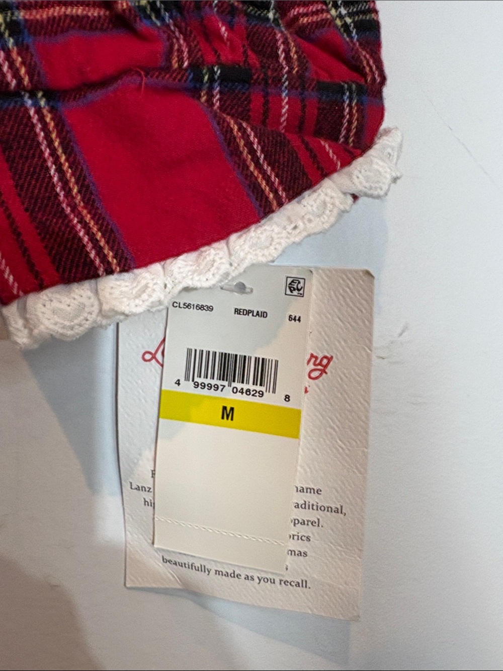 Lanz of Salzburg Red Plaid Flannel Nightgown Medium NWT 100% Cotton Pockets - Picture 5 of 11
